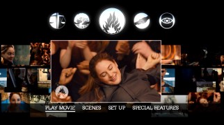 Tris does a little crowd surfing on the Divergent DVD's main menu.
