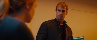 Four (Theo James) administers multiple challenges to understand Tris' unique gifts.