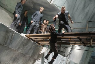 There is rarely a dull moment in Dauntless' Pit, as Eric (Jai Courtney) teaches Christina (Zo Kravitz) a lesson in dauntlessness.