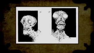 The conceptual art gallery supplies dozens of design drawings of the movie's monsters.