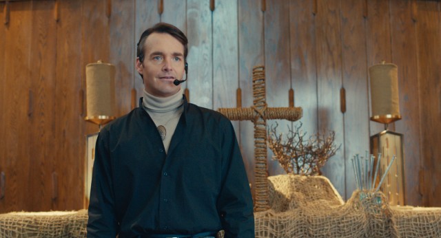 Rival Pastor Fontaine (Will Forte) bemoans satanic breakfast cereals and hopes to expose Don Verdean's fraud.