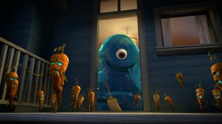 B.O.B. sweeps away zombie vegetables in "Night of the Living Carrots."