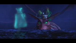 Dragon and the Shrek gang chases after "The Ghost of Lord Farquaad", in the short theme parks call "Shrek 4-D."