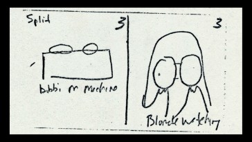Brian De Palma's crude storyboards plot out the shots intended to comprise a "Dressed to Kill" split-screen sequence.