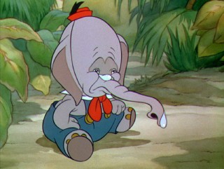 Elmer Elephant cries over the way he's treated at Tillie Tiger's party in his 1936 Silly Symphonies short.