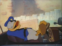 Donald sleeps on the job in "Officer Duck"