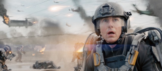 Thrown into combat without training, Major William Cage (Tom Cruise) is quickly overwhelmed in "Edge of Tomorrow."