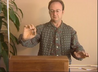 Mark Segal demonstrates how to play the theremin.