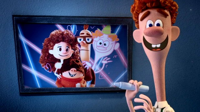 Buddy draws himself into this Hobbs family portrait.