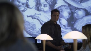 Professor/Coach Cole (Victor Webster) is a big believer in slide projection. It's almost as if he prefers the dark.