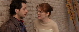 Linda (Julianne Moore) encourages Jason (Michael Angarano) to keep at it, after a student questions a "trite" portion of his play.