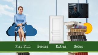 The Blu-ray's briefly animated menu moves clips and key art imagery across the screen.