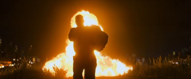 Robert McCall walks away from a fiery explosion like it's no big thing in "The Equalizer."