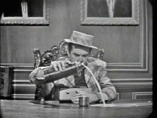 Ernie Kovacs apparently wowed audiences with this angled set trick of errant pours.