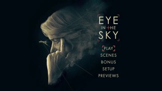 As on the poster art, Helen Mirren thinks things over on the Eye in the Sky DVD main menu.