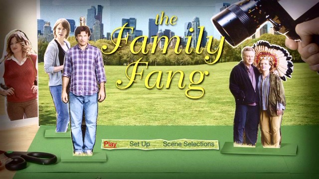 The Family Fang's DVD main menu simply adapts the film's very Wes Anderson-esque poster art.