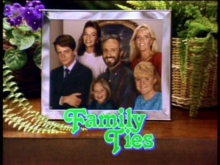 The Keatons pose for a family photo in the Season Six opening credits of "Family Ties."