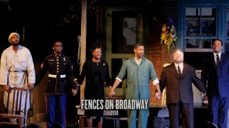 A photograph shows the cast of the 2010 "Fences" Broadway revival (most of whom also appear in the film) taking their bows on stage.