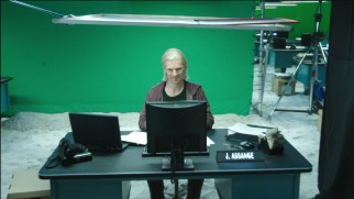 Benedict Cumberbatch is shot on green screen with motion capture for the visual effects that will convey Julian Assange's imaginary workplace.