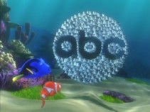 Dory and Marlin see the school of fish forming the ABC logo.
