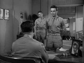 Robert E. Lee Prewitt (Montgomery Clift) reports for duty, reluctant to talk bugling or boxing.