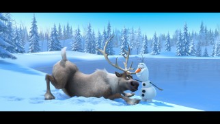 Disney can think of no better way to advertise a princess musical than with a reindeer and snowman competing for the same carrot.