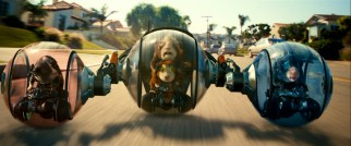 Juarez, Hurley, Darwin, and Blaster get rolling in wheel balls while FBI agents pursue them.