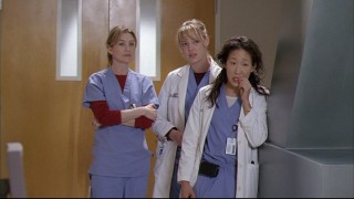 Meredith (Ellen Pompeo), Izzie (Katherine Heigl), and Cristina (Sandra Oh) are the series' three central female surgical interns.