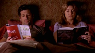 With the "will they or won't they?" drama laid to rest, Derek (Patrick Dempsey) and Meredith (Ellen Pompeo) can now do ordinary couple things like reading in bed together.