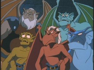 The supporting gargoyles.