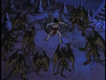 Goliath battles the stone creatures of his inner psyche in "Shadows of the Past."