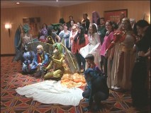 The costumed crowd in "The Gathering of the Gargoyles."