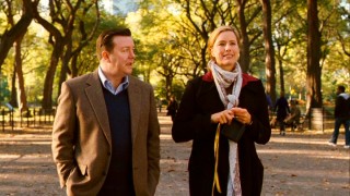 Bertram (Ricky Gervais) and Gwen (Tea Leoni) enjoy a fall ramble in New York's Central Park.