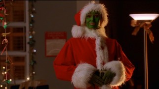 As you might expect, Sue Sylvester (Jane Lynch) looks and acts the part of the Grinch in "A Very Glee Christmas."