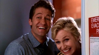 In sharp contrast to their Season 1 rivalry, "Schue" (Matthew Morrison) and Sue (Jane Lynch) team up in Season 2's premiere, but it doesn't last.