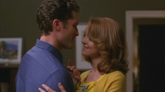For their first real date, Will and Emma (Jayma Mays) spend the evening dancing in Will's living room.