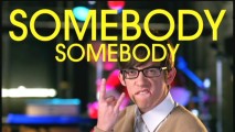 Artie gets his rock on with the help of giant keyword lyrics in the "Somebody to Love" Glee music video.