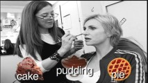 No, Jane Lynch isn't listing her favorite desserts; she's reciting her very first acting scene in "Jane Lynch A to Glee."