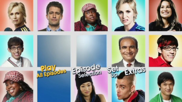 Each disc's main menu features rotating Brady Brunch-ish squares with colorful character headshots.