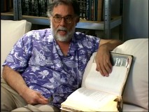 Francis Ford Coppola shows off the big binder notebook that guided him through the first film's production.