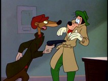 A familiar looking weasel threatens Goofy in "How to Be a Detective."