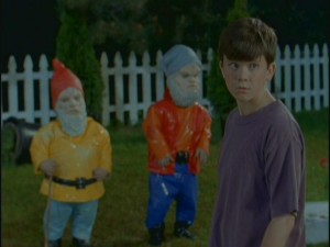 Upon discovering the lawn gnomes destroying Major McCall's garden, Joe (Lance Paton) himself is discovered just as the creatures conveniently go plaster once more.