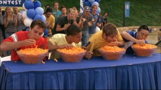 Greek Week certainly plays to everyone's strengths, as evidenced here by the cheese puff-eating competition.
