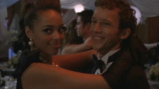 Ashleigh (Amber Stevens) and Rusty (Jacob Zachar) share a gloating dance at the formal as a means of putting a mocking Evan in his place.