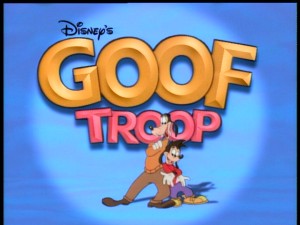 Father and son appear in the "Goof Troop" title logo.