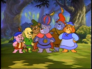 Left to right: Cubbi, Sunni, Gruffi, Zummi, Tummi, and Grammi. They are the Gummi Bears!