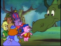 This friendly dragon chats with the Gummis in "Someday My Prints Will Come."