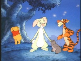 It's midnight madness as Pooh looks for Piglet in his own unique way. Don't worry, it only looks like Gopher is biting Rabbit's fingers.