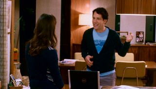 "Slappin' da bass, mon!" Peter (Paul Rudd) simultaneously demonstrates his talents in air bass and accents.