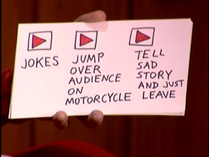 Demetri's interactive note card presents three options to choose from in determining what should happen next in the episode "Coolness."